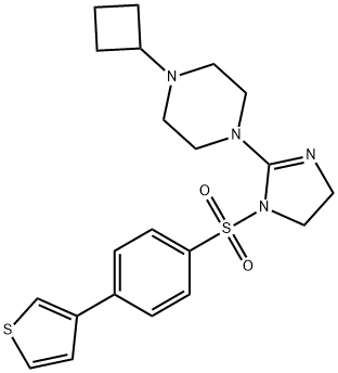 Piperazine, 1-cyclobutyl-4-[4,5-dihydro-1-[[4-(3-thienyl)phenyl]sulfonyl]-1H-imidazol-2-yl]- Struktur