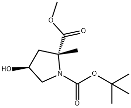 1,2-Pyrrolidinedicarboxylic acid, 4-hydroxy-2-methyl-, 1-(1,1-dimethylethyl) 2-methyl ester, (2R,4S)- Struktur