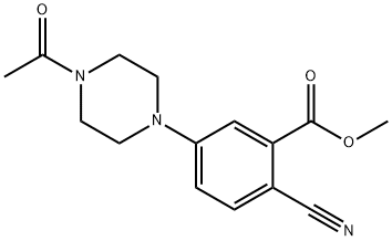 Methyl 5-(4-acetylpiperazin-1-yl)-2-cyanobenzoate Struktur