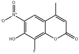 8-Fluoro-7-hydroxy-4-methyl-6-nitrocoumarin Struktur