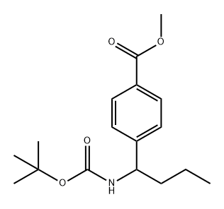 Benzoic acid, 4-[1-[[(1,1-dimethylethoxy)carbonyl]amino]butyl]-, methyl ester Struktur