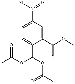 Benzoic acid, 2-[bis(acetyloxy)methyl]-5-nitro-, methyl ester Struktur