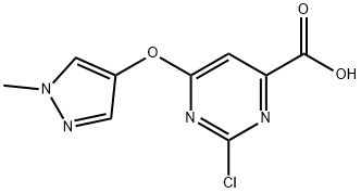 4-Pyrimidinecarboxylic acid, 2-chloro-6-[(1-methyl-1H-pyrazol-4-yl)oxy]- Struktur