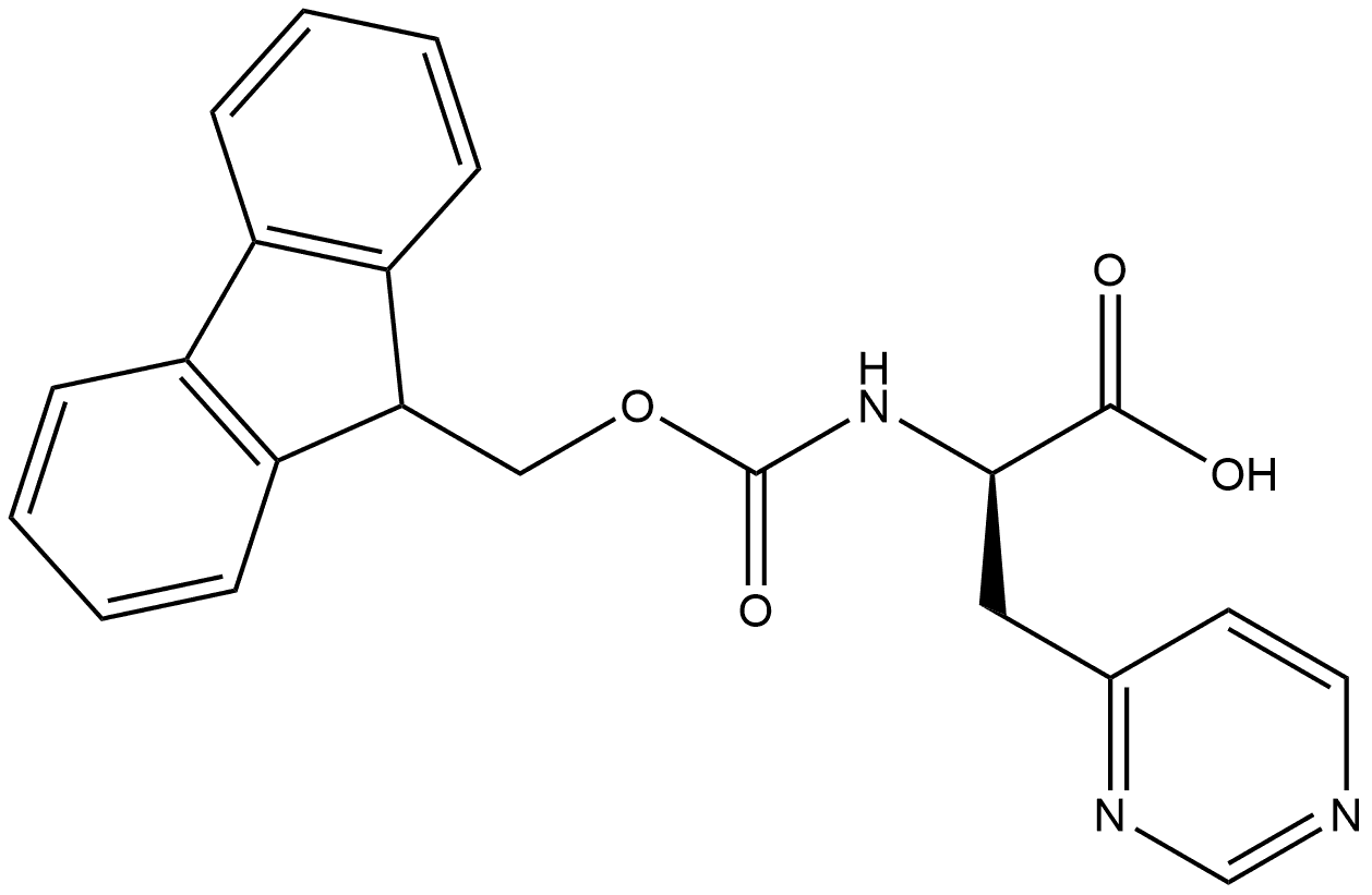 4-Pyrimidinepropanoic acid, α-[[(9H-fluoren-9-ylmethoxy)carbonyl]amino]-, (αR)- Struktur