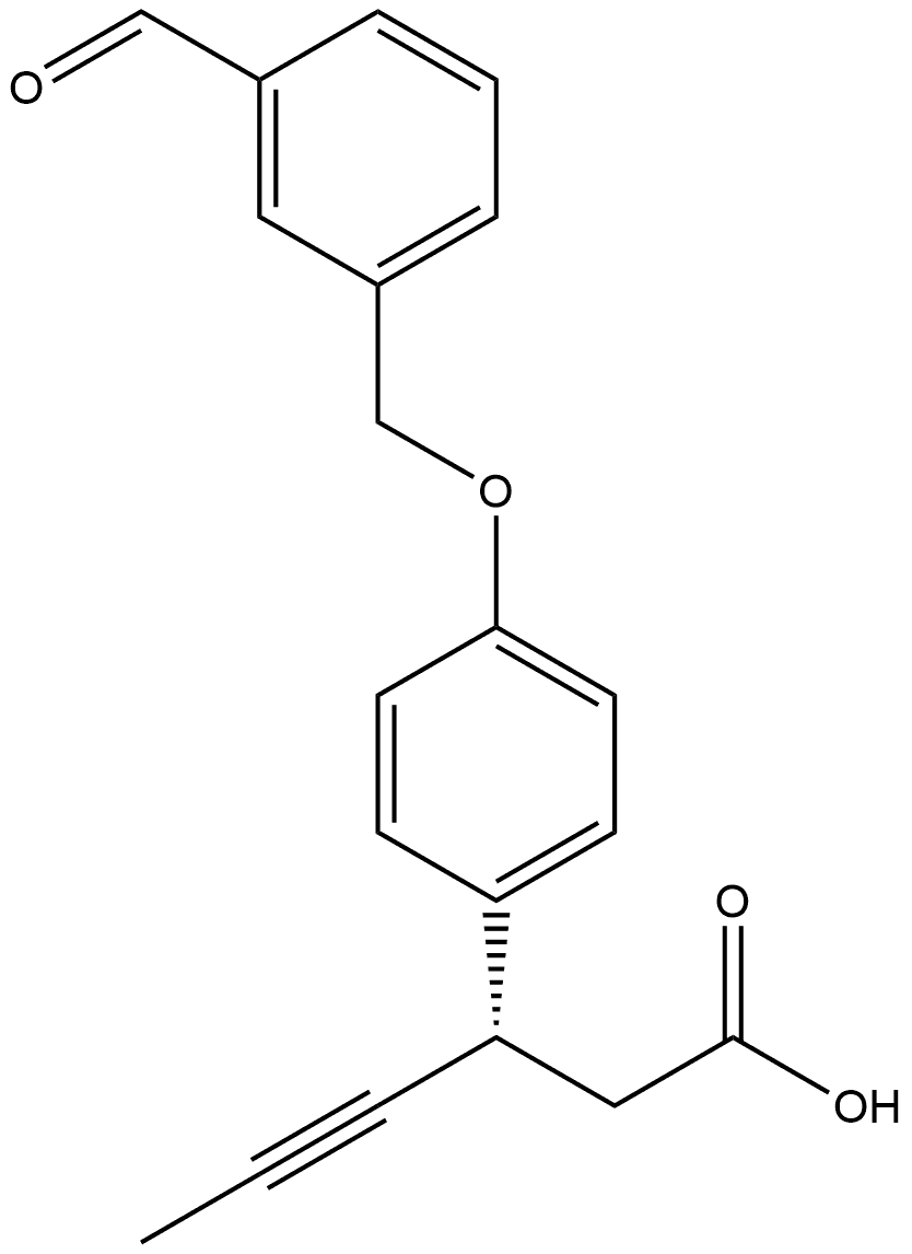 Benzenepropanoic acid, 4-[(3-formylphenyl)methoxy]-β-1-propyn-1-yl-, (βS)- Struktur