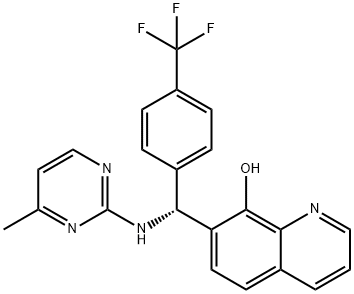 8-Quinolinol, 7-[(R)-[(4-methyl-2-pyrimidinyl)amino][4-(trifluoromethyl)phenyl]methyl]- Struktur