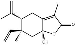 2(4H)-Benzofuranone, 6-ethenyl-5,6,7,7a-tetrahydro-7a-hydroxy-3,6-dimethyl-5-(1-methylethenyl)-, (5S,6S,7aS)- Struktur