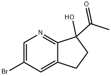 Ethanone, 1-(3-bromo-6,7-dihydro-7-hydroxy-5H-cyclopenta[b]pyridin-7-yl)- Struktur