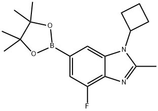 1H-Benzimidazole, 1-cyclobutyl-4-fluoro-2-methyl-6-(4,4,5,5-tetramethyl-1,3,2-dioxaborolan-2-yl)- Struktur