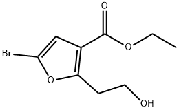 3-Furancarboxylic acid, 5-bromo-2-(2-hydroxyethyl)-, ethyl ester Struktur