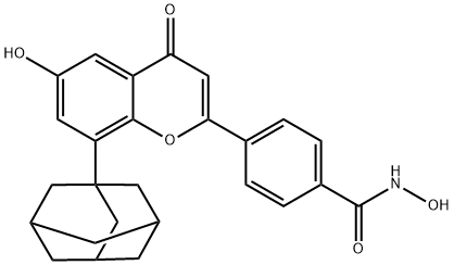 Benzamide, N-hydroxy-4-(6-hydroxy-4-oxo-8-tricyclo[3.3.1.13,7]dec-1-yl-4H-1-benzopyran-2-yl)- Struktur