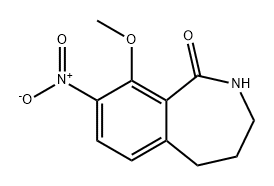 1H-2-Benzazepin-1-one, 2,3,4,5-tetrahydro-9-methoxy-8-nitro- Struktur