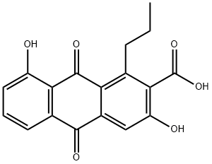 2-Anthracenecarboxylic acid, 9,10-dihydro-3,8-dihydroxy-9,10-dioxo-1-propyl- Struktur