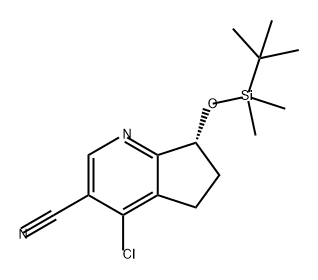 5H-Cyclopenta[b]pyridine-3-carbonitrile, 4-chloro-7-[[(1,1-dimethylethyl)dimethylsilyl]oxy]-6,7-dihydro-, (7R)- Struktur