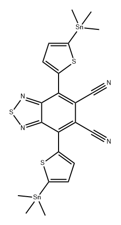 2,1,3-Benzothiadiazole-5,6-dicarbonitrile, 4,7-bis[5-(trimethylstannyl)-2-thienyl]- Structure