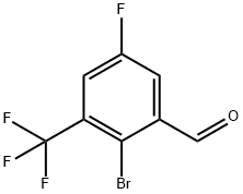 2-Bromo-5-fluoro-3-(trifluoromethyl)benzaldehyde Struktur