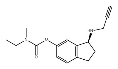 Carbamic acid, N-ethyl-N-methyl-, (3S)-2,3-dihydro-3-(2-propyn-1-ylamino)-1H-inden-5-yl ester Struktur