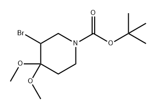 1-Piperidinecarboxylic acid, 3-bromo-4,4-dimethoxy-, 1,1-dimethylethyl ester Struktur