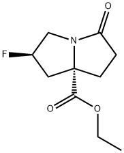 1H-Pyrrolizine-7a(5H)-carboxylic acid, 2-fluorotetrahydro-5-oxo-, ethyl ester, (2R,7aS)- Struktur