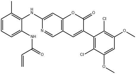 2-Propenamide, N-[2-[[3-(2,6-dichloro-3,5-dimethoxyphenyl)-2-oxo-2H-pyrano[3,2-c]pyridin-7-yl]amino]-3-methylphenyl]- Struktur