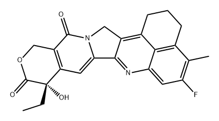 10H,13H-Benzo[de]pyrano[3',4':6,7]indolizino[1,2-b]quinoline-10,13-dione, 9-ethyl-5-fluoro-1,2,3,9,12,15-hexahydro-9-hydroxy-4-methyl-, (9S)- (9CI) Struktur