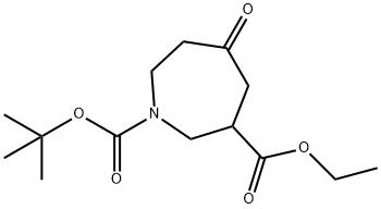 1H-Azepine-1,3-dicarboxylic acid, hexahydro-5-oxo-, 1-(1,1-dimethylethyl) 3-ethyl ester Struktur