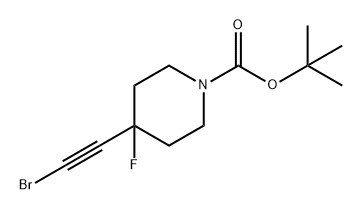 1-Piperidinecarboxylic acid, 4-(2-bromoethynyl)-4-fluoro-, 1,1-dimethylethyl ester Struktur