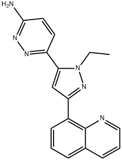 6-[1-Ethyl-3-(8-quinolinyl)-1H-pyrazol-5-yl]-3-pyridazinamine Struktur