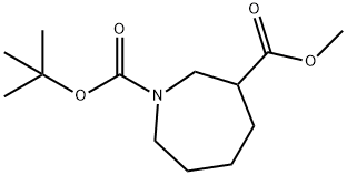 1H-Azepine-1,3-dicarboxylic acid, hexahydro-, 1-(1,1-dimethylethyl) 3-methyl ester Struktur