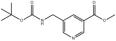 3-Pyridinecarboxylic acid, 5-[[[(1,1-dimethylethoxy)carbonyl]amino]methyl]-, methyl ester Struktur