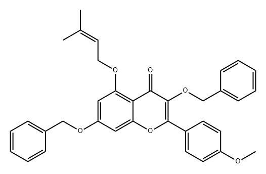 4H-1-Benzopyran-4-one, 2-(4-methoxyphenyl)-5-[(3-methyl-2-buten-1-yl)oxy]-3,7-bis(phenylmethoxy)- Struktur