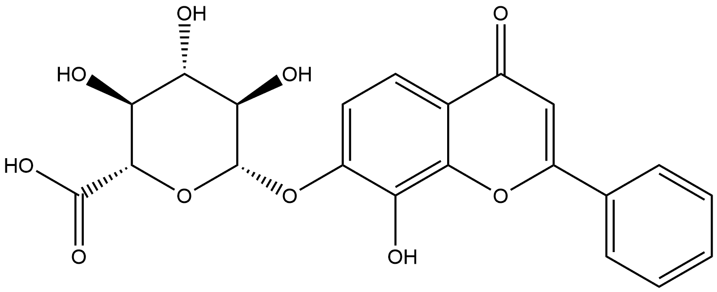 β-D-Glucopyranosiduronic acid, 8-hydroxy-4-oxo-2-phenyl-4H-1-benzopyran-7-yl Struktur