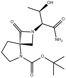 2,5-Diazaspiro[3.4]octane-5-carboxylic acid, 2-[(1S,2R)-1-(aminocarbonyl)-2-hydroxypropyl]-1-oxo-, 1,1-dimethylethyl ester, (4S)- Struktur