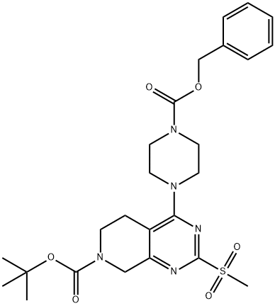 1,1-Dimethylethyl 5,8-dihydro-2-(methylsulfonyl)-4-[4-[(phenylmethoxy)carbonyl]-1-piperazinyl]pyrido[3,4-d]pyrimidine-7(6H)-carboxylate Struktur