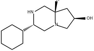 Pyrrolo[1,2-a]pyrazin-7-ol, 3-cyclohexyloctahydro-, (3S,7R,8aS)- Struktur