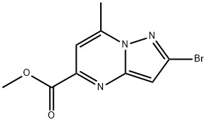 Pyrazolo[1,?5-?a]?pyrimidine-?5-?carboxylic acid, 2-?bromo-?7-?methyl-?, methyl ester Struktur