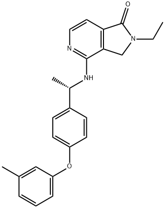 1H-Pyrrolo[3,4-c]pyridin-1-one, 2-ethyl-2,3-dihydro-4-[[(1S)-1-[4-(3-methylphenoxy)phenyl]ethyl]amino]- Struktur