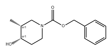 1-Piperidinecarboxylic acid, 4-hydroxy-3-methyl-, phenylmethyl ester, (3R,4S)-rel- Struktur