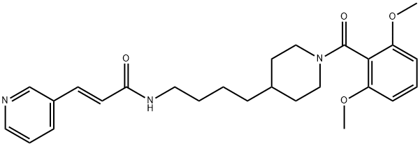 2-Propenamide, N-[4-[1-(2,6-dimethoxybenzoyl)-4-piperidinyl]butyl]-3-(3-pyridinyl)-, (2E)- Struktur