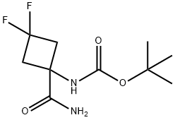 1,1-Dimethylethyl N-[1-(aminocarbonyl)-3,3-difluorocyclobutyl]carbamate Struktur