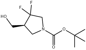 1-Pyrrolidinecarboxylic acid, 3,3-difluoro-4-(hydroxymethyl)-, 1,1-dimethylethyl ester, (4S)- Struktur