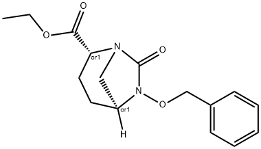 1,6-Diazabicyclo[3.2.1]octane-2-carboxylic acid, 7-oxo-6-(phenylmethoxy)-, ethyl ester, (2R,5S)-rel- Struktur