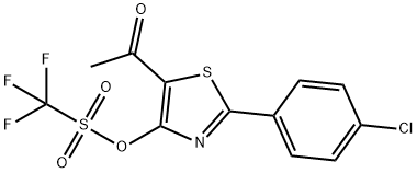 Methanesulfonic acid, 1,1,1-trifluoro-, 5-acetyl-2-(4-chlorophenyl)-4-thiazolyl ester Struktur