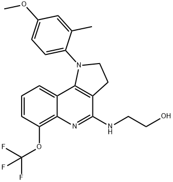 Ethanol, 2-[[2,3-dihydro-1-(4-methoxy-2-methylphenyl)-6-(trifluoromethoxy)-1H-pyrrolo[3,2-c]quinolin-4-yl]amino]- Struktur