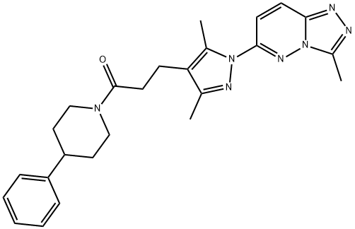 1-Propanone, 3-[3,5-dimethyl-1-(3-methyl-1,2,4-triazolo[4,3-b]pyridazin-6-yl)-1H-pyrazol-4-yl]-1-(4-phenyl-1-piperidinyl)- Struktur