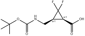 rac-(1r,3s)-3-({[(tert-butoxy)carbonyl]amino}methyl)-2,2-difluorocyclopropane-1-carboxylic acid Struktur