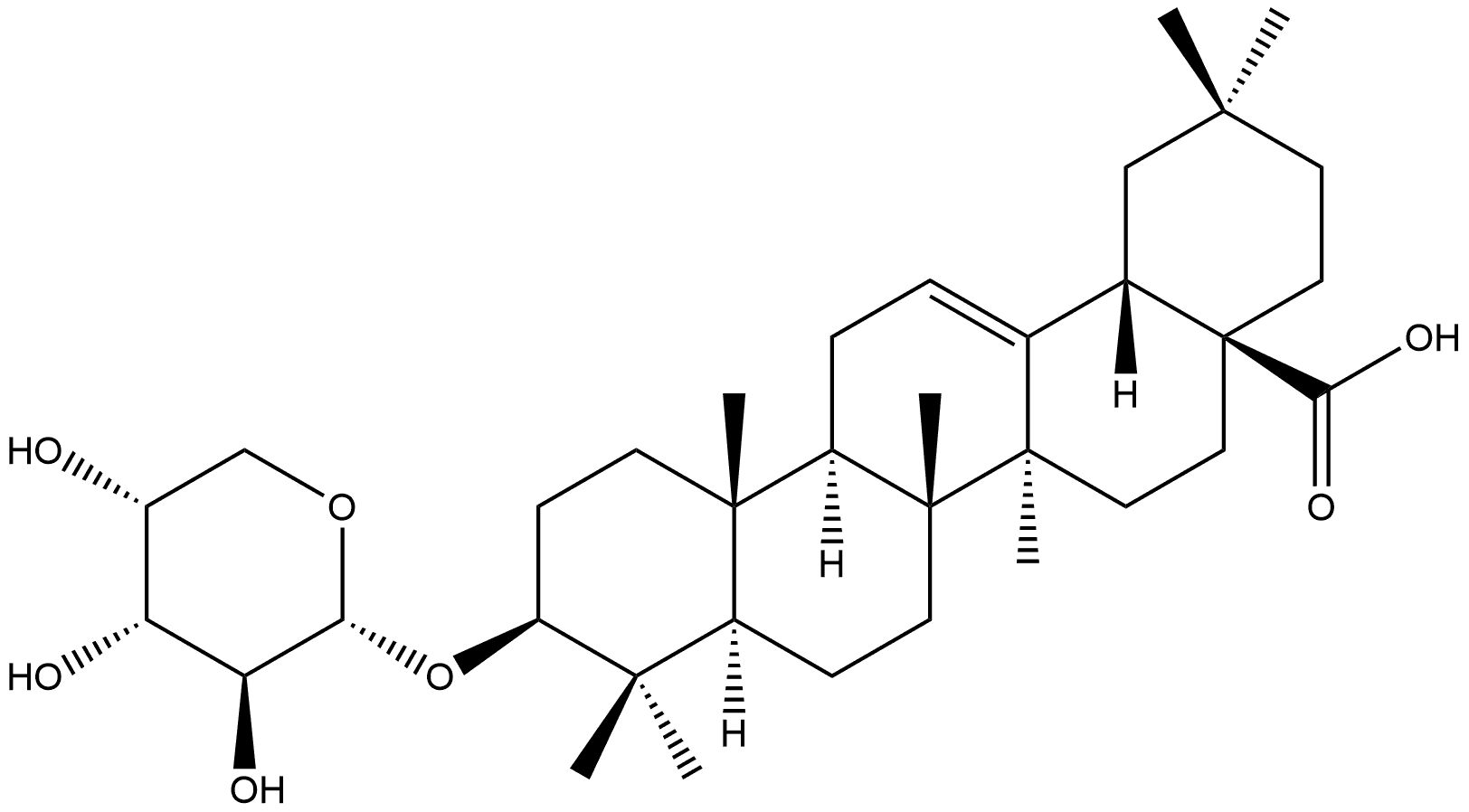 Olean-12-en-28-oic acid, 3-(α-D-arabinopyranosyloxy)-, (3β)- Struktur