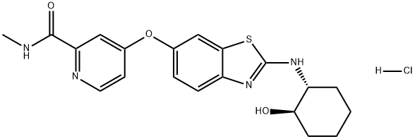 2-Pyridinecarboxamide, 4-[[2-[[(1R,2R)-2-hydroxycyclohexyl]amino]-6-benzothiazolyl]oxy]-N-methyl-, hydrochloride (1:1) Struktur