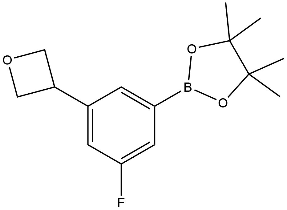 2-[3-Fluoro-5-(3-oxetanyl)phenyl]-4,4,5,5-tetramethyl-1,3,2-dioxaborolane Struktur