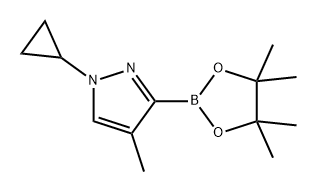 1H-Pyrazole, 1-cyclopropyl-4-methyl-3-(4,4,5,5-tetramethyl-1,3,2-dioxaborolan-2-yl)- Struktur